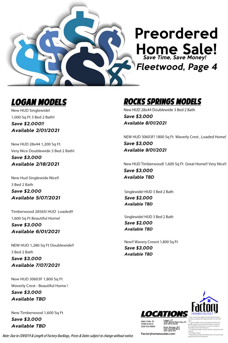 Specials Factory Homes Outlet